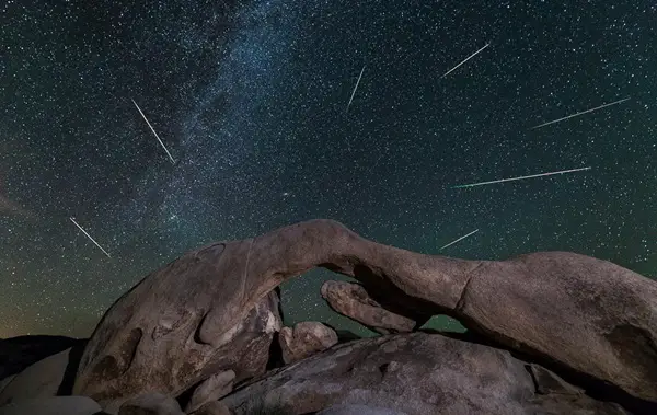 Perseid Meteor Shower over Arch Rock, Joshua Tree National Park, Aug 13, 2014