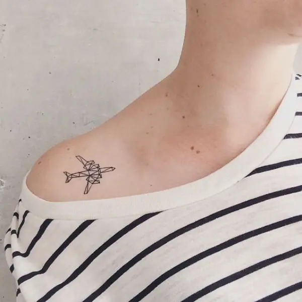 Heart and plane temporary tattoo