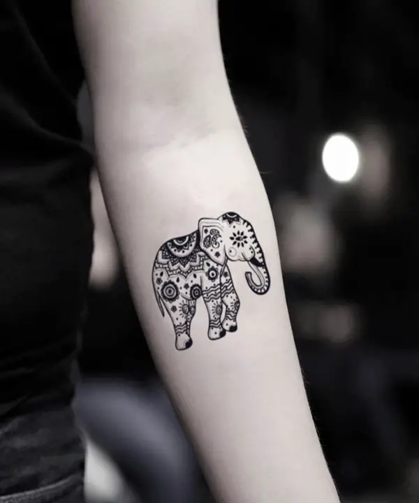 Elephant on Wrist Tattoo Idea