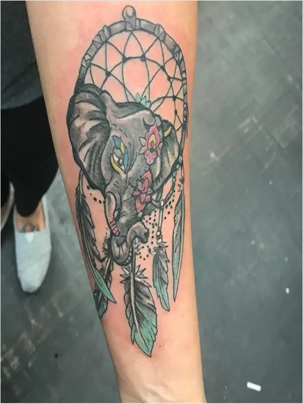 Elephant With Dream Catcher Tattoo Design