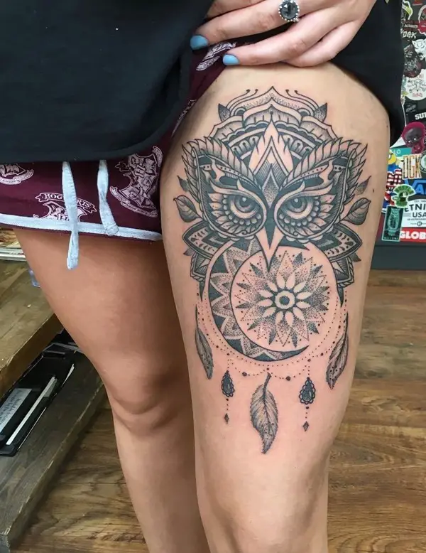 WeTuscany on Twitter Owl Dreamcatcher afiordipelletattoo tattoo  realistic realistictattoo owl dream dreamcatcher black withe   httpstcotwVi9Y8f8h  Twitter