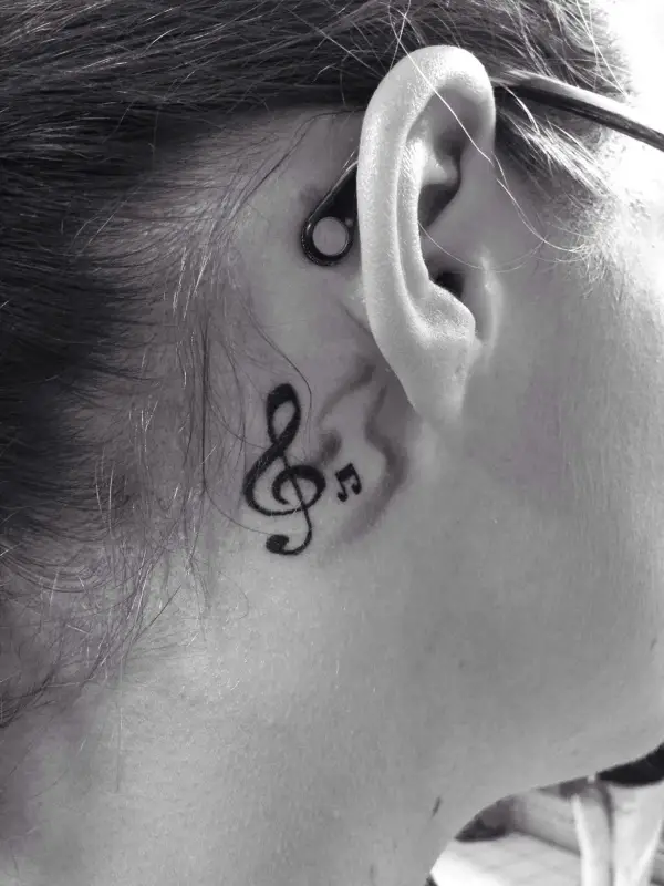 Music Notes Ear Tattoo  Easy Ear Tattoos  Easy Tattoos  Crayon