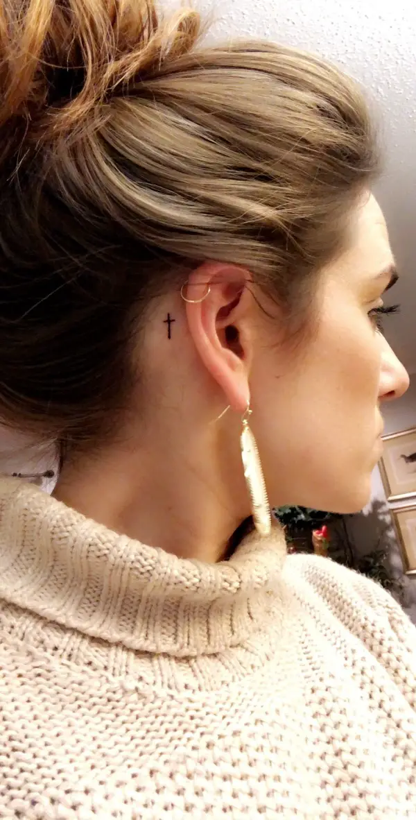 cross behind ear tattoo ideaTikTok Search