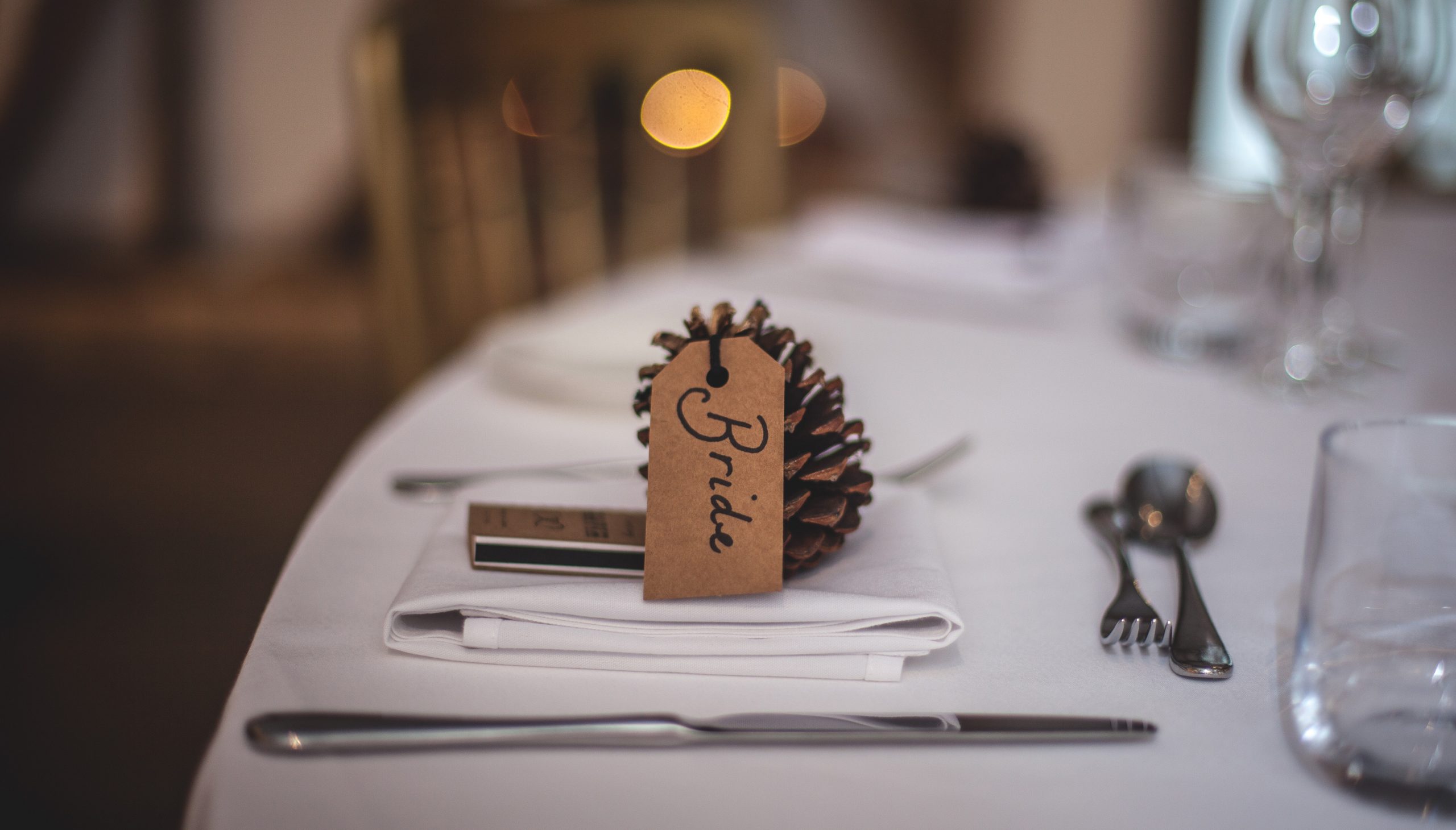 A themed place card at a wedding