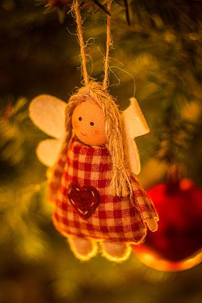 Buffalo plaid ornament of an angel