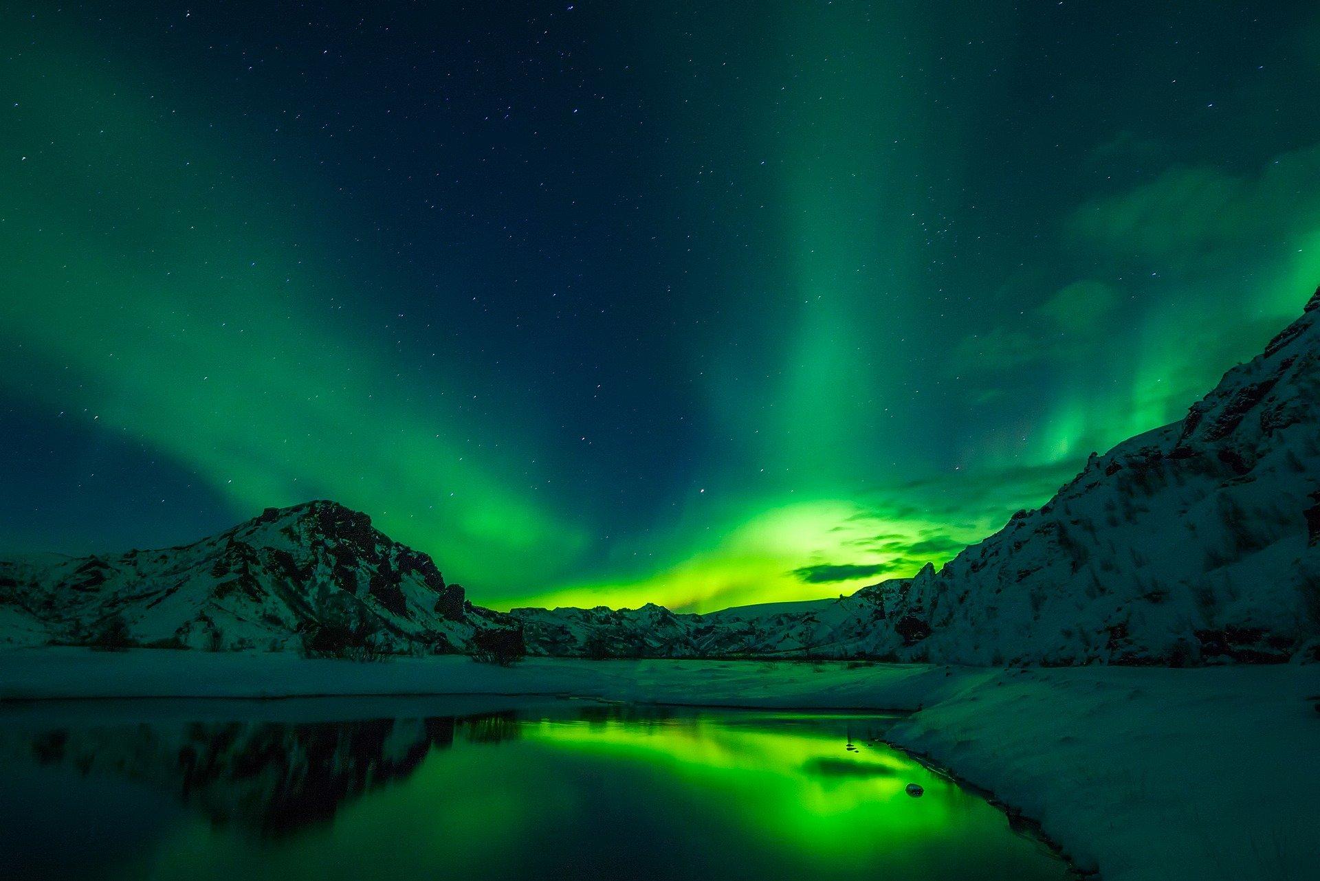 The Northern lights or Aurora Borealis as seen in Norway