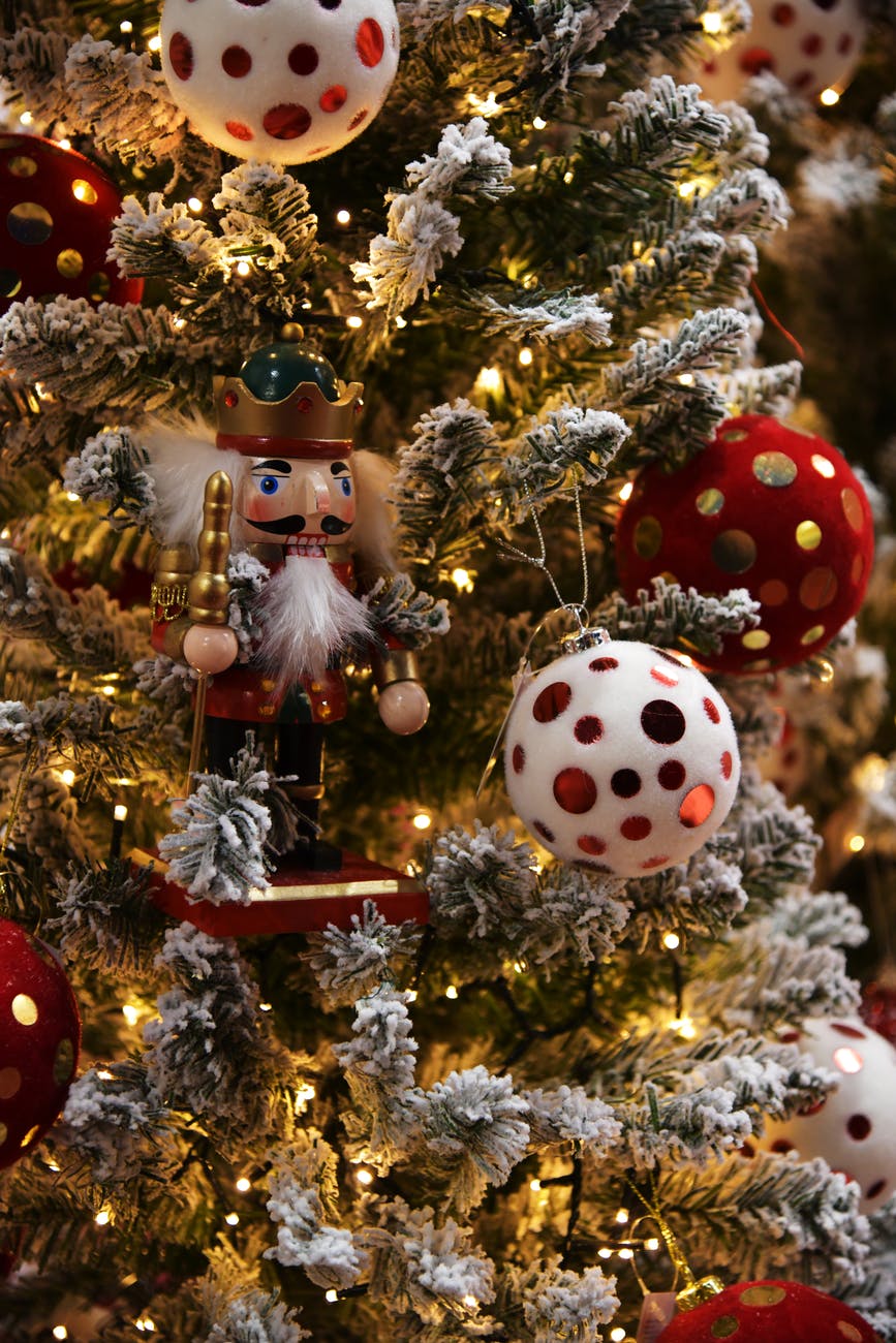 Nutcracker on Christmas tree A nutcracker ornament on a Christmas tree