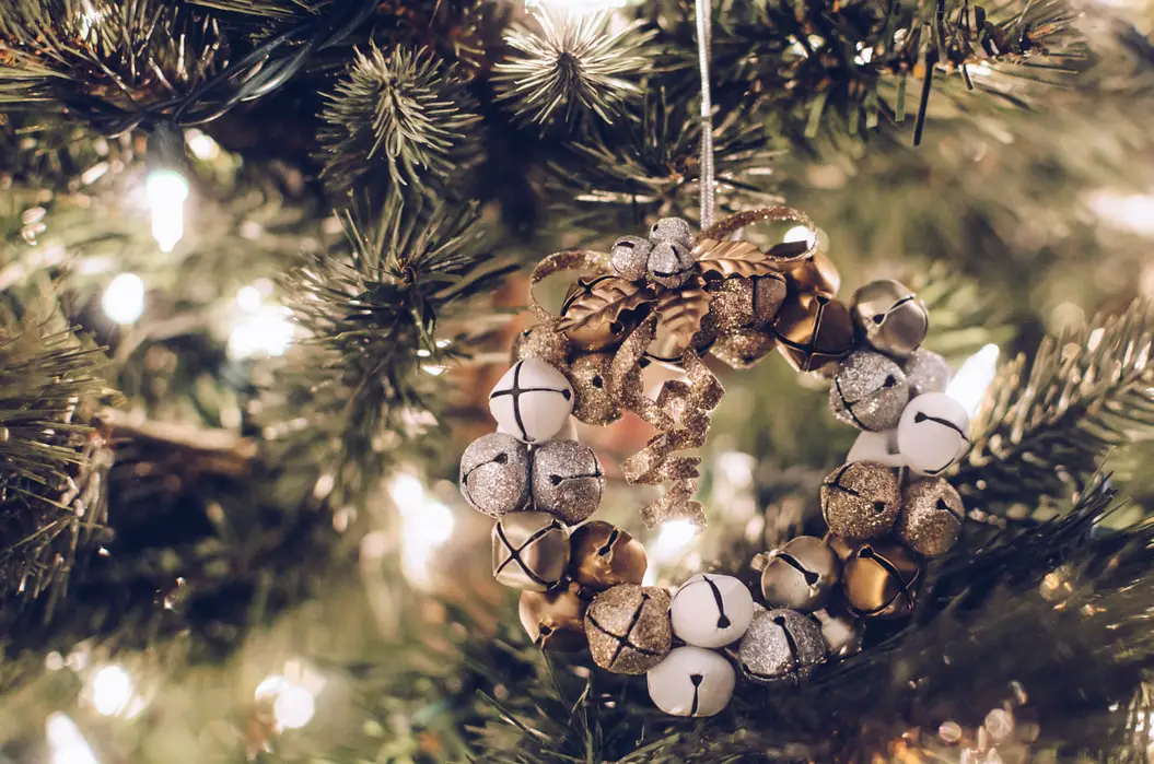 A Christmas wreath made of bells