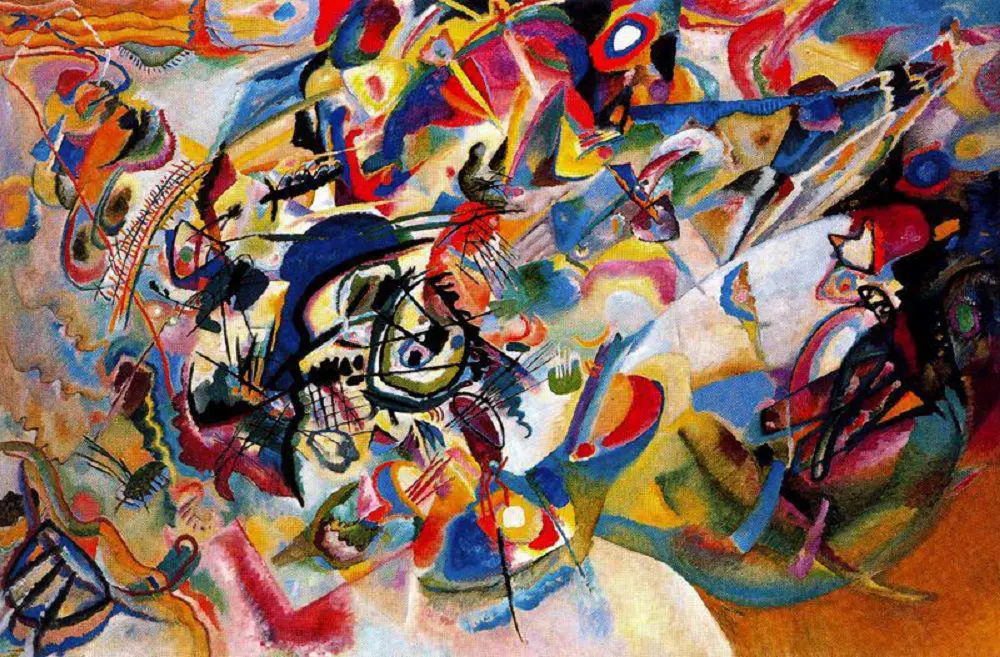 The abstract painting Composition VII, one of the best works by Wassily Kandinsky.