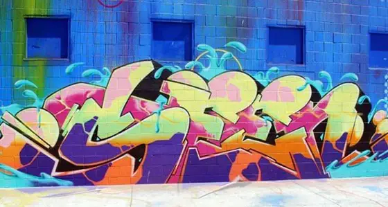 The jazzy text graffiti made by Seen (UA) in Los Angeles