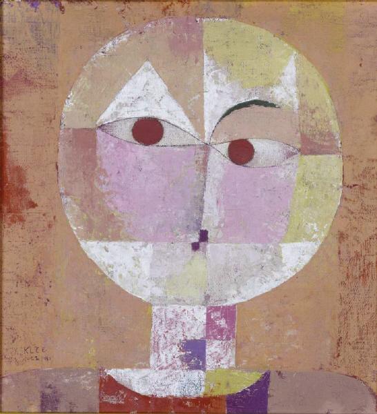 the painting called ‘Senecio’ by Paul Klee, completed in 1922. It represents a distorted face, made using the most basic of shapes.