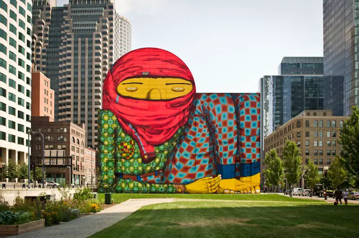 The Giant of Boston graffiti art by Os Gemeos